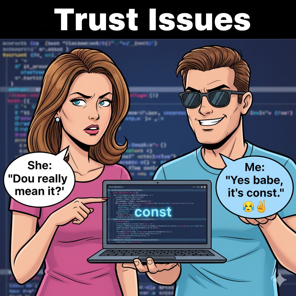 mainbhivoter's tweet image. 𝔠𝔬𝔫𝔰𝔱: The keyword of integrity.
It’s a trust agreement between you and your compiler. 🤝
void show(const std::string& name);
Your future self will thank you for using it. 🙌
#cplusplus