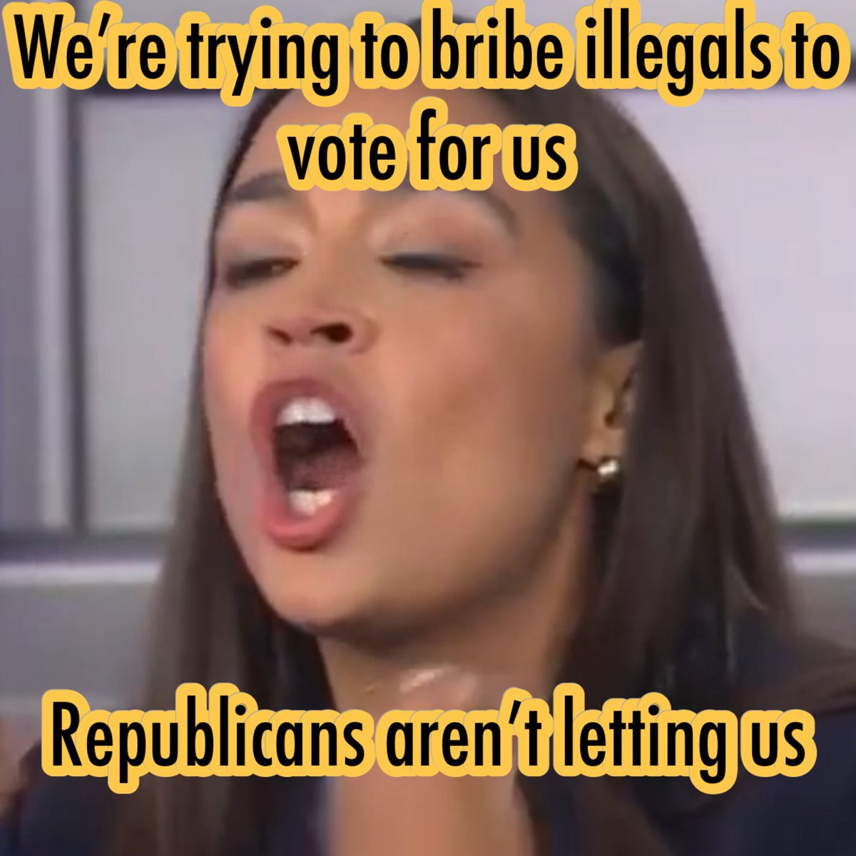 <a href="/RepAOC/">Rep. Alexandria Ocasio-Cortez</a> You aren’t trying to get healthcare for Americans. You’re trying to get healthcare for illegals in the hopes that they’ll vote for democrats because almost no one else will.