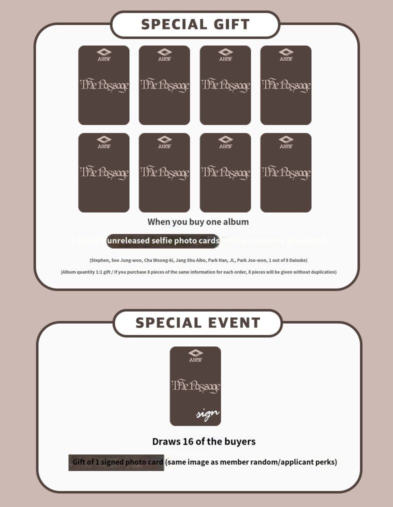 #KP_PreOrder PASABUY ONLY! (wts/lfb)

AHOF 2nd Album "The Passage" PH GO -- FREE isf

⚠️Get a chance to WIN SIGNED Photocard from JumpUp Site🥳

✅️Photobook with POB Photocard
💰 855php each / 1700php set
✅️Digipack with POB Photocard
💰 630php each / 5650php set
✅️QR no