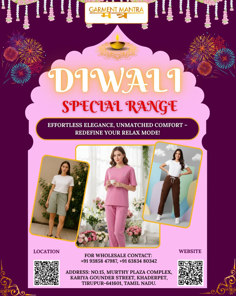 GarmentMantra's tweet photo. 🌟 This Diwali, Light Up Sales with Style &amp; Comfort! 🌟
💃 Discover our exclusive Ladies’ Loungewear Collection 

#Diwali2025 #WholesaleFashion #LadiesLoungewear #DiwaliVibes #HylexFashion #GarmentMantra #FestiveWholesale #BusinessGrowth #WholesaleMarket #DiwaliOffers https://t.co/lp10T39lQF