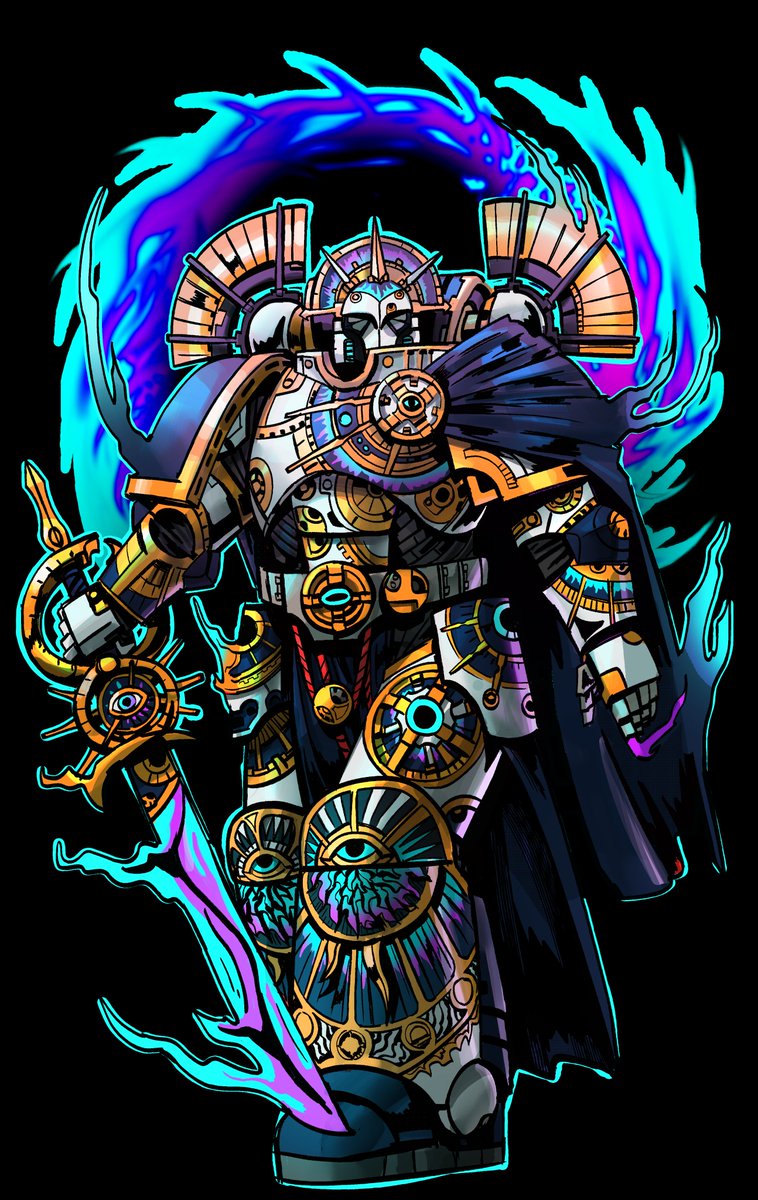 Swordtember #30 Clock
LAST ONE!!
He used to call himself a Thousand sons. After mastering the time shifting sorcery, he learned a way to reverse all the tragedies of the imperium. But always in a parallel world where something is different.
  #warhammer40k #swordtember2025