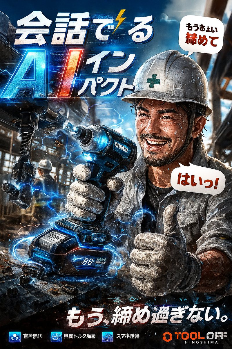 tooloffhirosima's tweet photo. #こんな工具あったらいいな
「もうちょい締めて」って言うと自動調整。 職人と会話できる工具。
#ツールオフ #工具 #DIY #買取 #あるあるネタ #工具 #マキタ https://t.co/aY5VHU7jon