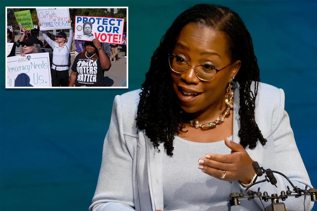 Justice Ketanji Brown Jackson argues for race-based redistricting, citing the Americans with Disabilities Act: ‘They’re disabled’ trib.al/r0xc7VW