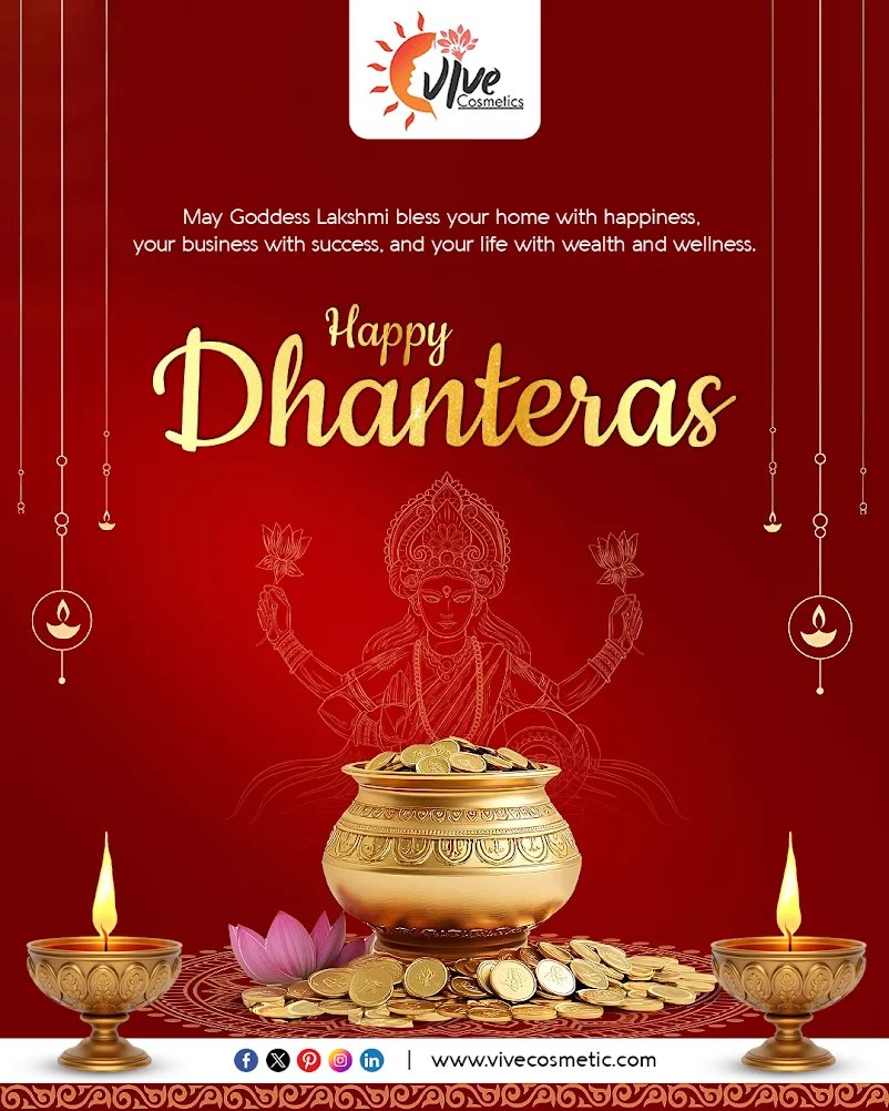 vivecosmetic's tweet image. May this Dhanteras bring endless prosperity, glowing health, and sparkling happiness to your life!
Let the light of diyas and the blessings of Goddess Lakshmi fill your home with joy and fortune.
#HappyDhanteras #FestivalOfWealth #Dhanteras2025 #ProsperityAndPeace #GoddessLakshmi