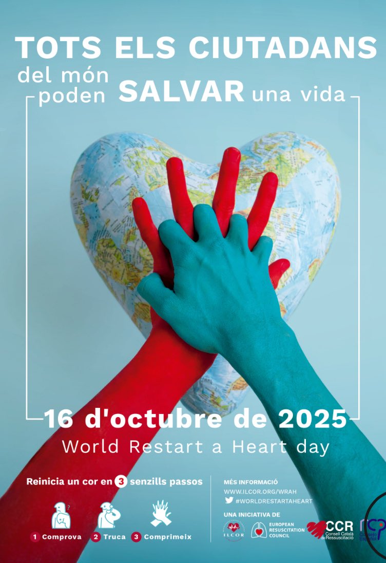 Hoy se celebra el #diamundialrcp, día para concienciar sobre la importancia de los primeros intervinientes en una PCR y de la importancia del tiempo en el pronóstico de la misma. Cualquier acción de divulgación importa!!! #worldrestartaheart <a href="/gercppyn/">@GERCPPYN</a>