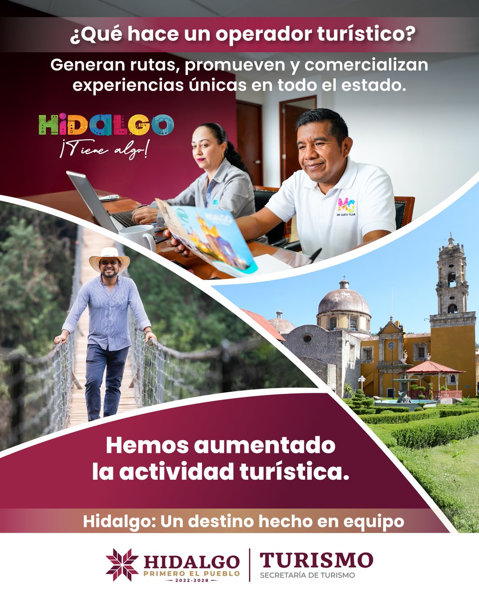 CronicaHidalgo's tweet image. ¿Sabías lo que hace un operador turístico?
Es quien diseña rutas, organiza recorridos, y crea experiencias llenas de cultura, aventura y tradición. Además, promueve y comercializa destinos locales para que más personas conozcan lo que #Hidalgo tiene para ofrecer.
