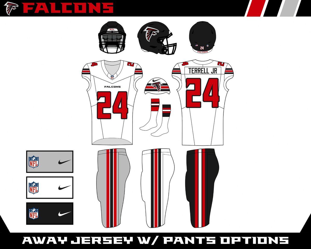 ZachCohenFB's tweet image. BY FAR the No. 1 answer I got for this on all platforms was the Falcons

Think my favorite concept for Atlanta so far still belongs to @hkmett51

I’m not a huge fan of gray + they should keep the current throwbacks in rotation, but lots to love with these