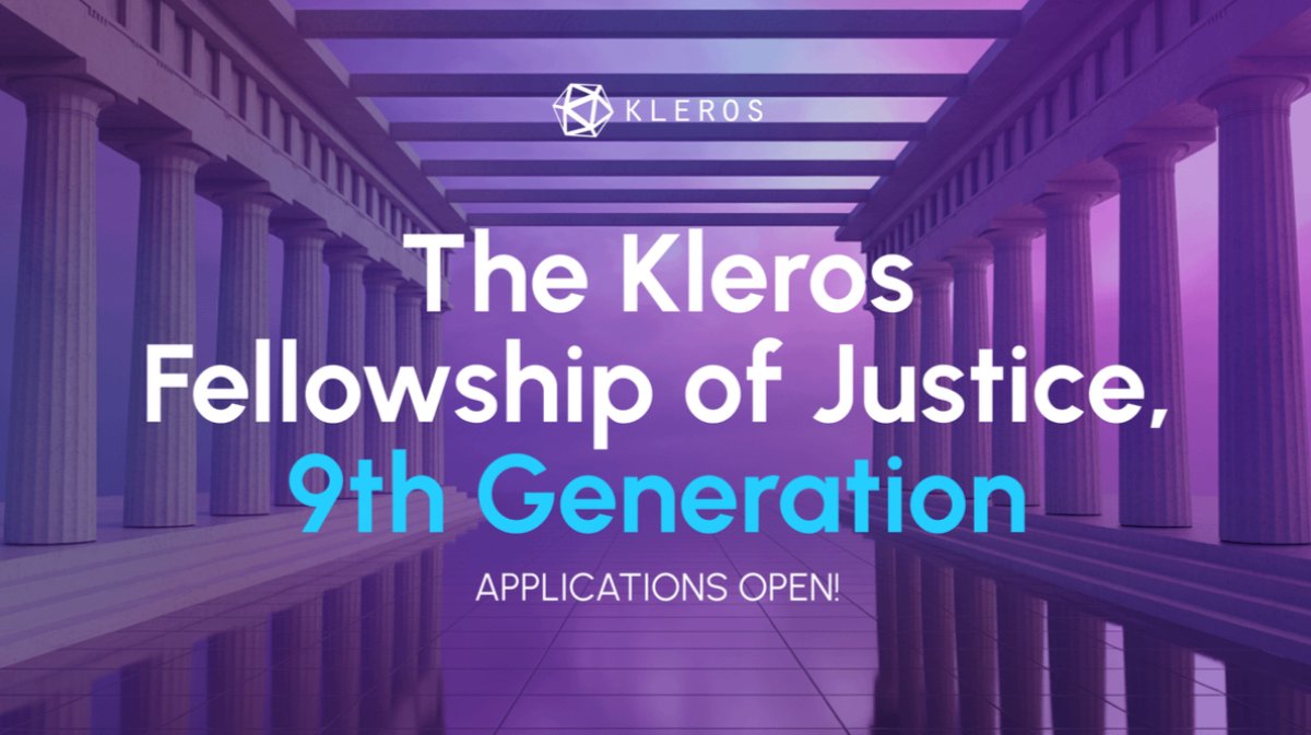 Kleros_io's tweet image. 🎓 Kleros Fellowship of Justice: 9th Generation is now open.
Six months to explore Decentralized Justice with Kleros researchers and core members.
Bring your best idea; we’ll co-develop it into something that can have real impact. ⚖️