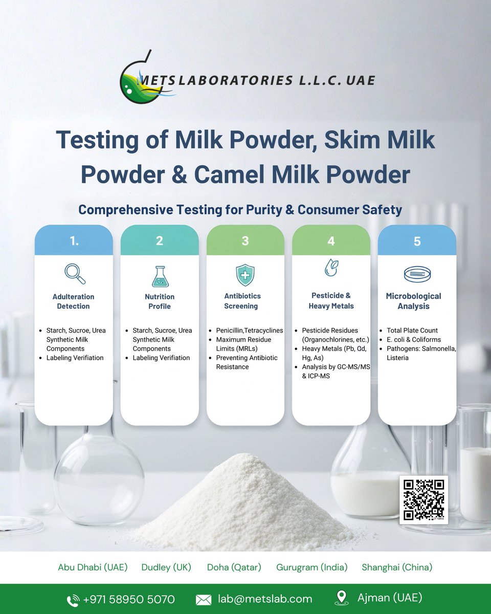 MetsLab_'s tweet image. Milk powder testing that goes beyond the surface. 
๐ฅ METS Lab checks for adulterants, antibiotics, pesticides & pathogensโbecause safety isnโt optional.
๐ Dubai | Abu Dhabi | Ajman | Doha 
๐ +971 58950 5070 | ๐ฉ lab@metslab.com
#MilkTesting #FoodSafety #LabTested #CamelMilk