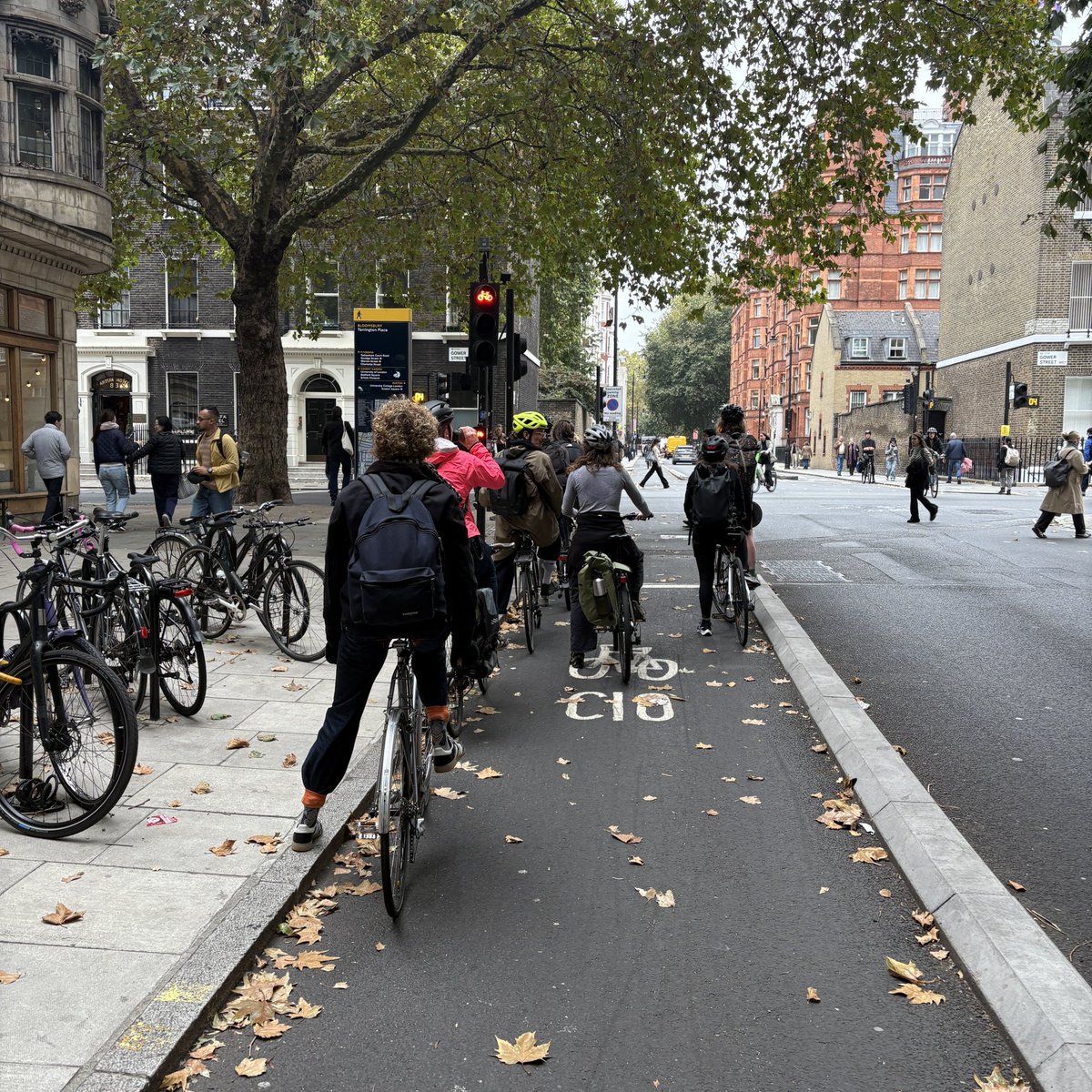 Here are 10 cyclists taking up the space of approximately one car.

In London, 60% of car trips are single-occupant

Cycle lanes and cyclists don't cause congestion; cars do