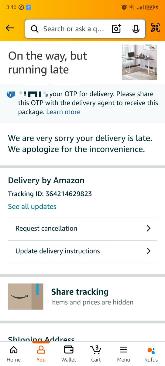 shivasharmaarya's tweet photo. Please change your delivery partner at my postal code. They don't deliver heavy products and they say it to face with no shame. Told amazon multiple times with complaints but no one is listening. You are just wasting your and my time. https://t.co/5ZSEzF76CV