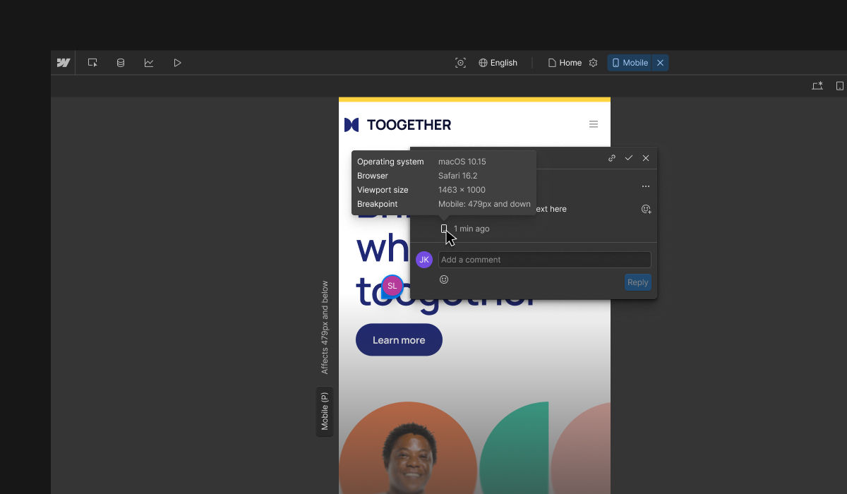 webflowerco's tweet image. 💬 Faster feedback in Webflow

Now reviewers can comment without an account, and every comment includes context like:
✅ Operating system
✅ Browser + version
✅ Screen size

Streamline reviews and speed up collaboration.
🔗 Learn more: try.webflow.com/comment-only-l…

#Webflow…