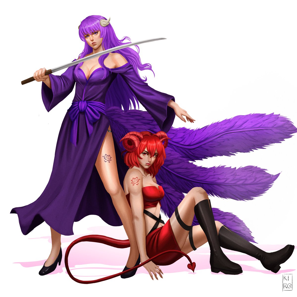 TheArtofKiro's tweet image. Keiko and Keikei, character commission done!

C &amp;amp; C are welcome!
#openforcommissions #commissionsopen #magicthegathering #gwent #dnd #demons #dungeonsanddragons #sister