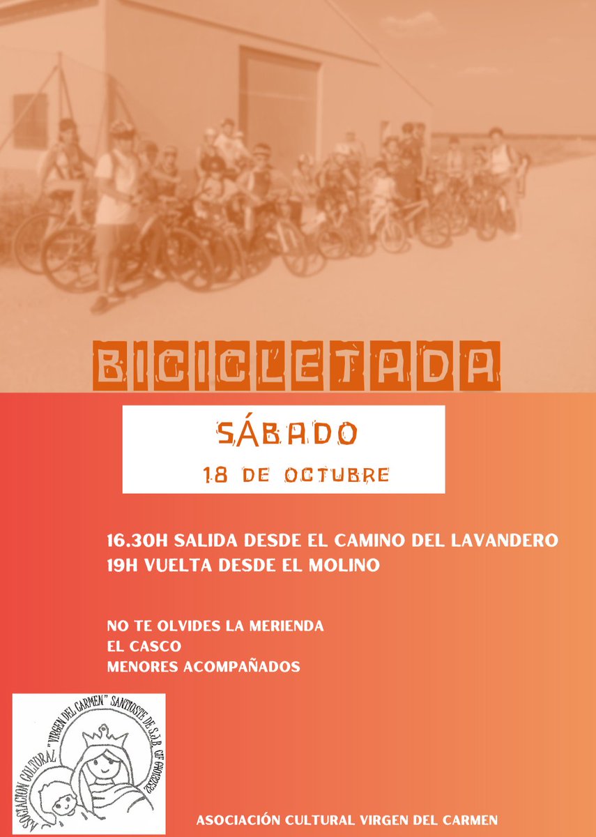 CulturalVirgen's tweet photo. Marcha en bici hasta el río. No te pierdas los colores del otoño 🍁 
Merendaremos en la Fuente del Molino del Amor.

Disfruta del buen tiempo y de la gente del pueblo

#MarchaEnBici #MolinoDelAmor #VidaRural #PueblosVivos #otoñoenelpueblo https://t.co/Hksge592cQ