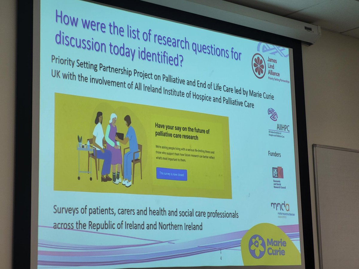 AIIHPC's tweet image. We are delighted to host the All Island Research Prioritisation Workshop at Our Lady’s Hospice &amp;amp; Care Services today, in association with the James Lind Alliance. Defining research priorities for palliative care is a vital step in informing future research activities.