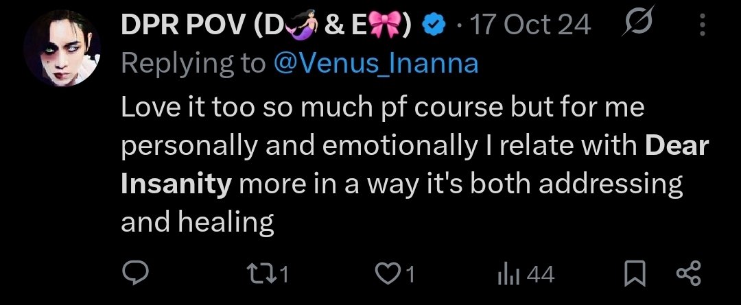 DPR POV (D๐ง๐ปโโ๏ธ & E๐) (@dprpov) on Twitter photo I think I got my answer to why Itโs the most relatable ๐ฅฒ
- let me know how many knives are in my back.
- friends tell me I looks so dead, I think they're seeing through my disguise.
Ok bye I can't do this anymore ๐ญ
D๐ง๐ปโโ๏ธ I think I got my answer to why Itโs the most relatable ๐ฅฒ
- let me know how many knives are in my back.
- friends tell me I looks so dead, I think they're seeing through my disguise.
Ok bye I can't do this anymore ๐ญ
D๐ง๐ปโโ๏ธ