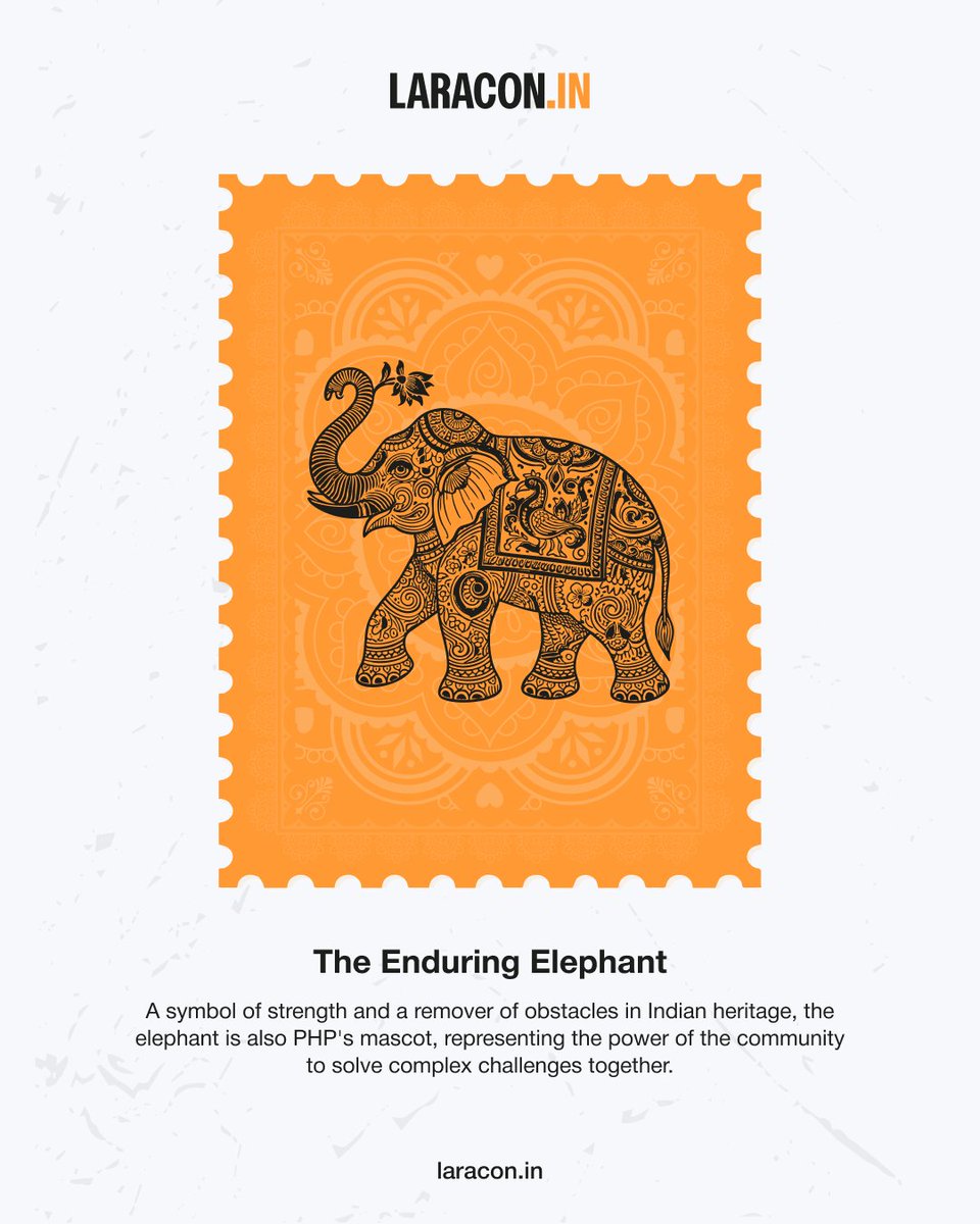 LaraconIN's tweet image. Our design elements pay homage to India’s rich heritage while embracing #Laravel's innovation. Explore this carousel to see how symbols like postal stamps, mandalas, and elephants take on new meaning, reflecting our vibrant community and future.