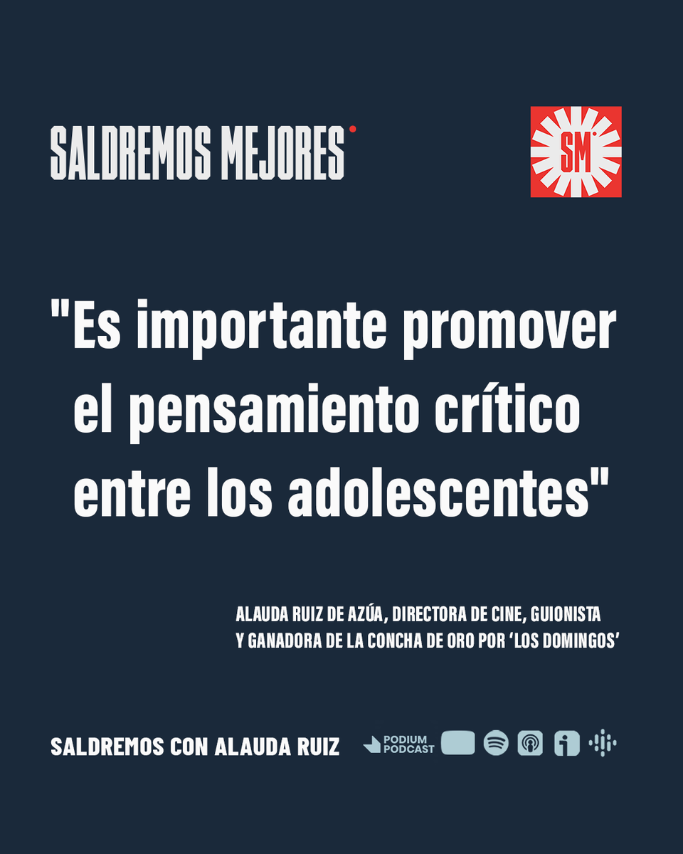 Saldremos Mejores (@saldremosmejor) on Twitter photo Hablamos con <a href="/AlaudaRuiz/">Alauda Ruiz de Azúa</a>, la maravillosa directora de 'Cinco lobitos, 'Querer' y 'Los domingos'.
Profundizamos en su forma de hacer cine y en cómo la ficción puede ser una máquina de generar reflexión y pensamiento crítico.
📲SALDREMOS CON ALAUDA RUIZ: youtube.com/watch?v=m5htTT… Hablamos con <a href="/AlaudaRuiz/">Alauda Ruiz de Azúa</a>, la maravillosa directora de 'Cinco lobitos, 'Querer' y 'Los domingos'.
Profundizamos en su forma de hacer cine y en cómo la ficción puede ser una máquina de generar reflexión y pensamiento crítico.
📲SALDREMOS CON ALAUDA RUIZ: youtube.com/watch?v=m5htTT…