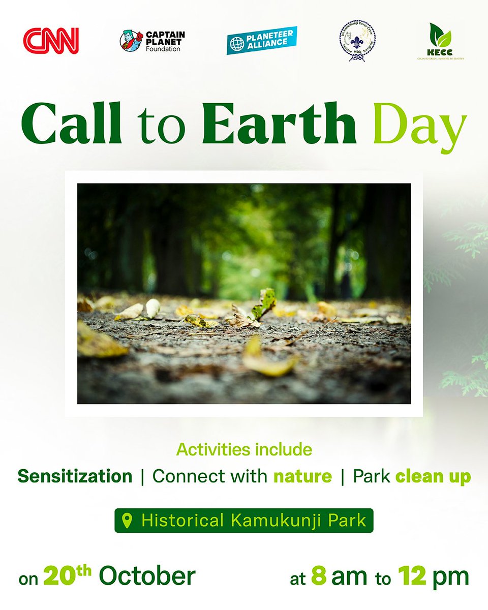 1st_rover's tweet photo. It's #CallToEarthDay on Oct 20th! We're hosting a park clean-up and sensitization on "Guarding Your Green Space." Let's protect our planet, together. Join us! 

@CNN @PlaneteerHQ @KenyaScouts https://t.co/BIfCkbCvcz