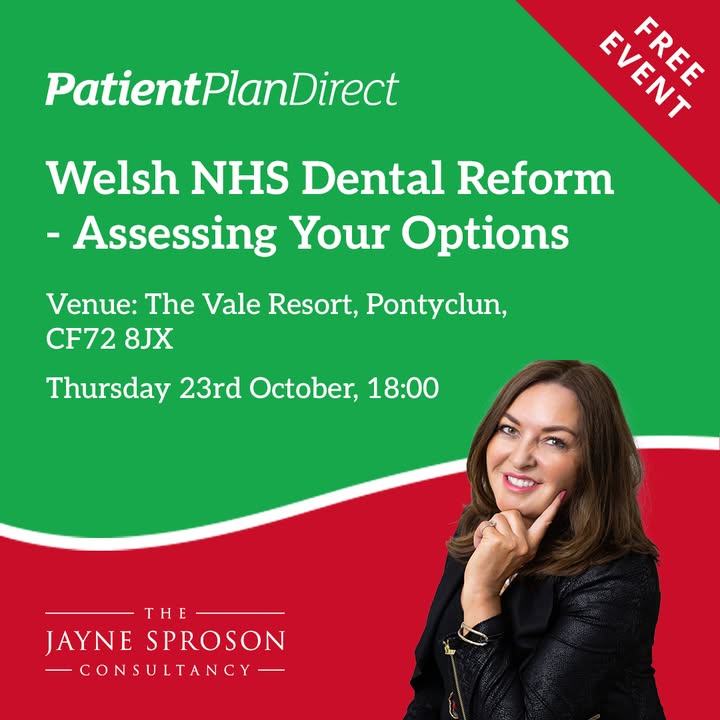 PatientPlan's tweet photo. One week to go until we meet at The Vale Resort, Pontyclun, for an evening exploring the upcoming NHS Welsh dental reform. Get advice and guidance from our expert, industry-leading speakers - find out more via the link and register - spaces are limited!

https://t.co/PiIad3uUuT https://t.co/TTrhddlNOd