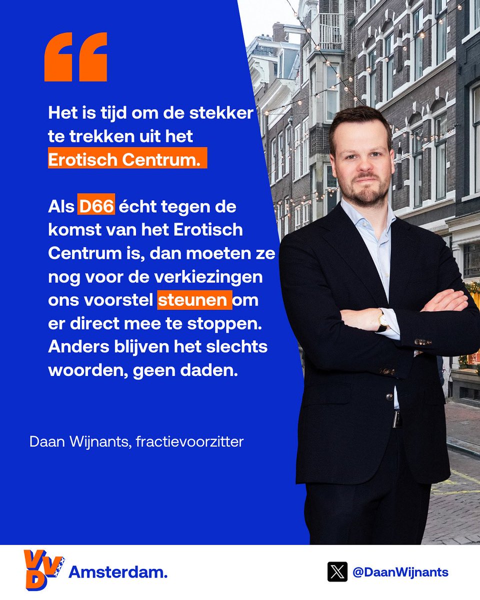 Jarenlang liet D66 de bewoners in Zuid in onzekerheid over de komst van het Erotisch Centrum daar.

Als ze echt tegen zijn is het tijd om deze onzekerheid te stoppen. Dat verdienen de bewoners van Zuid.

Wij verwachten dan ook dat ze ons voorstel steunen om nu meteen een einde te