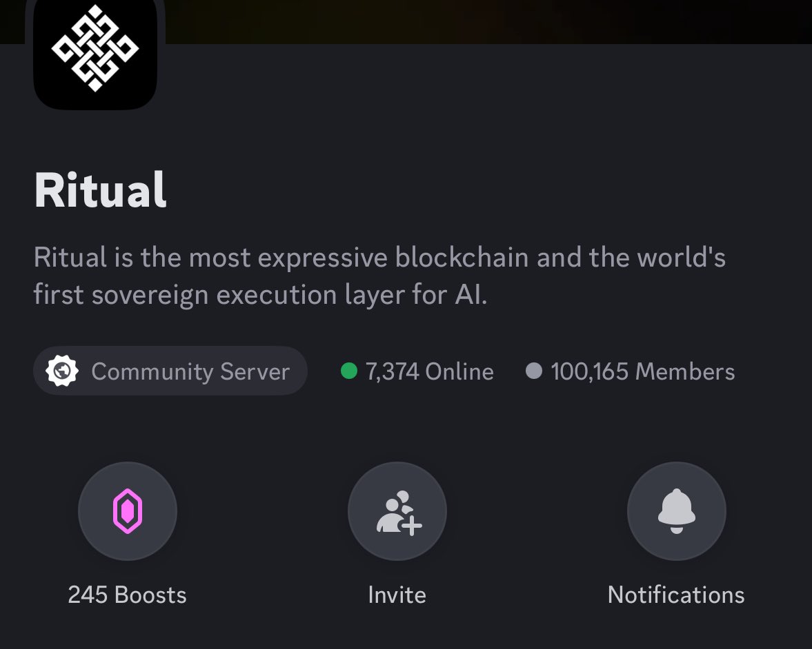 Ritual dc has now hit 100k members 

Proud to say I was there at 7k 

It only goes up from here 

What’s your conviction?