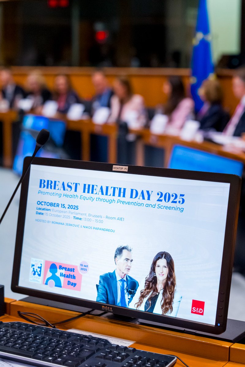Με τη συνάδελφο ευρωβουλευτή από την Κροατία, Romana Jerkovic, φιλοξενήσαμε την εκδήλωση της Europa Donna – The European Breast Cancer Coalition, που αναλαμβάνει πρωτοβουλίες αναφορικά με την πρόληψη του καρκίνου του μαστού. 
facebook.com/share/p/1GRunN…