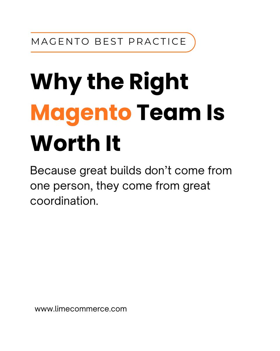 Limecommercecom's tweet image. Most Magento projects don’t fail because of bad code,
They fail because the wrong people are building it.
#Magento #MagentoDeveloper #Ecommerce #ShopifyPartner #Limecommerce #MagentoIndonesia