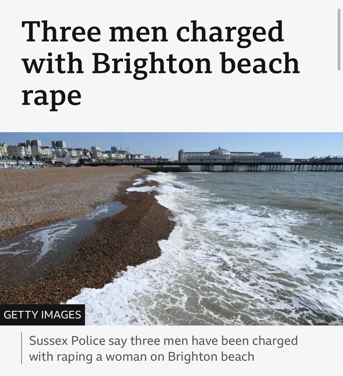 Three men, two Egyptians and one Iranian, have been charged with raping a woman on Brighton beach.

These are the consequences of a border policy that protects “feelings” over facts.

Britain’s women are paying the price for an experiment in blind compassion.

Who let them in?