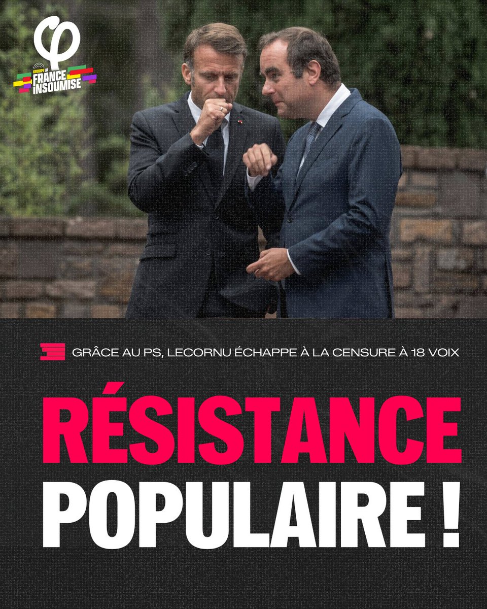 🔴⚡️ Lecornu va maintenant tenter d'imposer son budget de guerre sociale.

Le moment est à la résistance populaire.

Nous appelons les socialistes sincères à rompre les rangs et à rejoindre le front de résistance autour du programme du NFP !