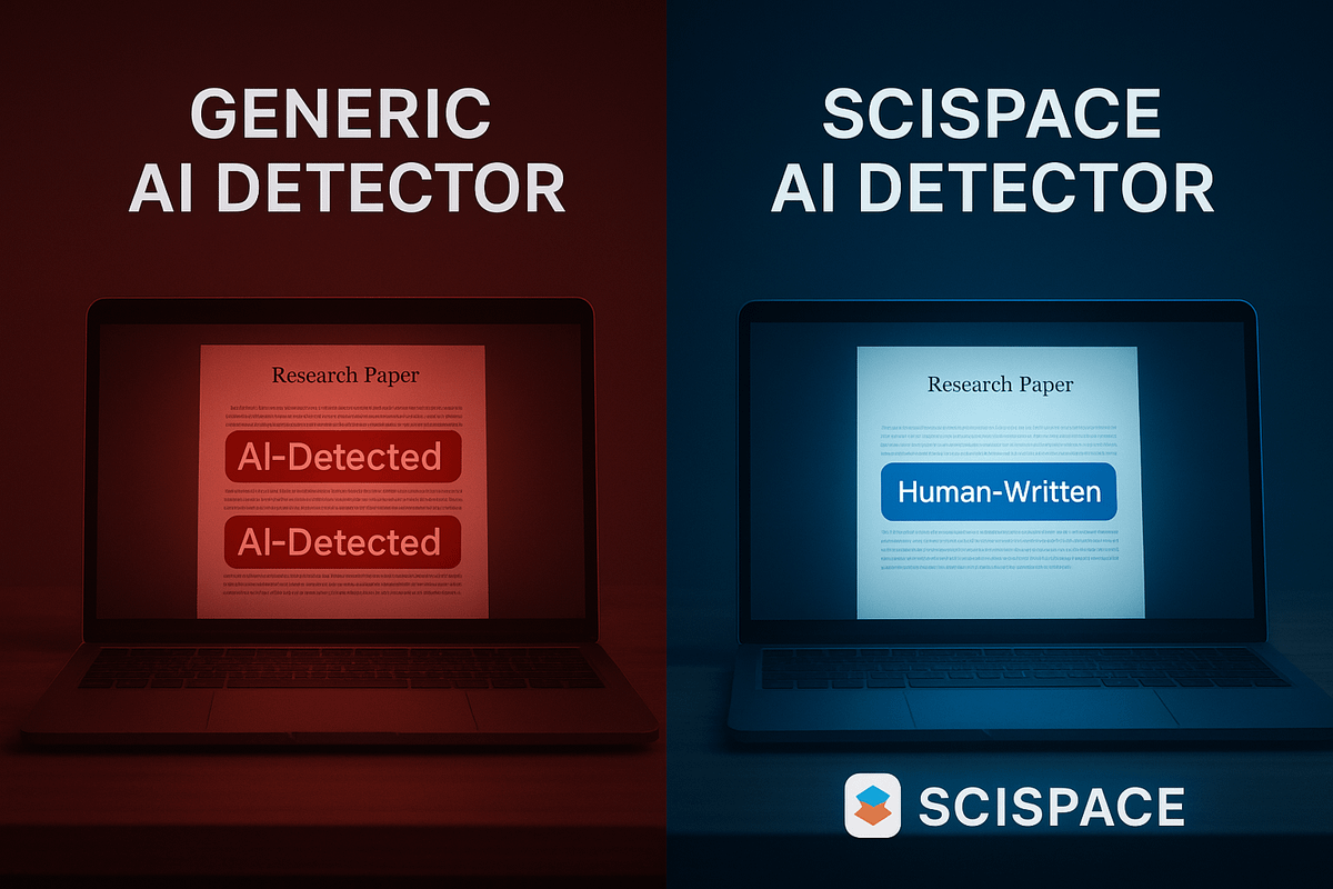 s_mohinii's tweet image. Most AI detectors fail where it matters most — in academia.
They flag citations, misunderstand technical writing, and often get it wrong.
That’s why @scispace_ AI Detector is a game changer. It understands research writing.