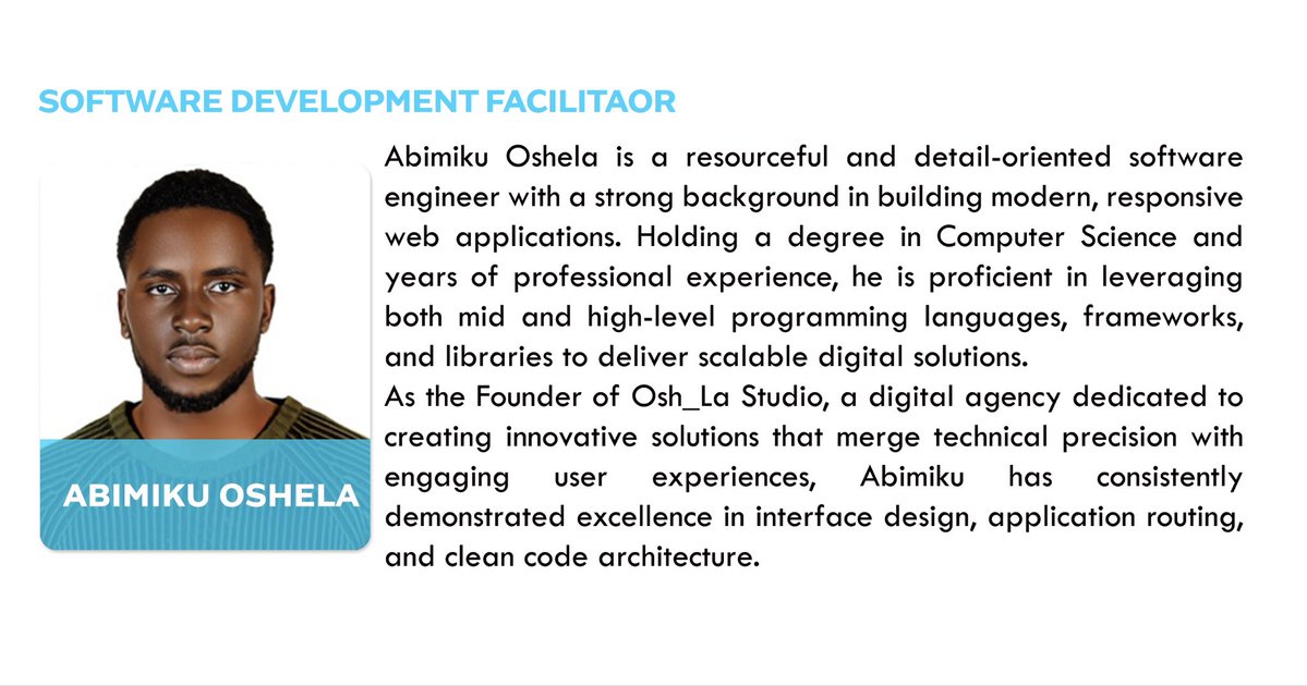 _Web3Tribe's tweet image. 🚀 Exciting news!
We’re partnering with Osh__la Studio and thrilled to welcome @osh__la to our team as a Software Developer & Facilitator.
Abimiku brings top-tier skill in building scalable, modern web solutions — we can’t wait to create amazing things together! 💻✨
