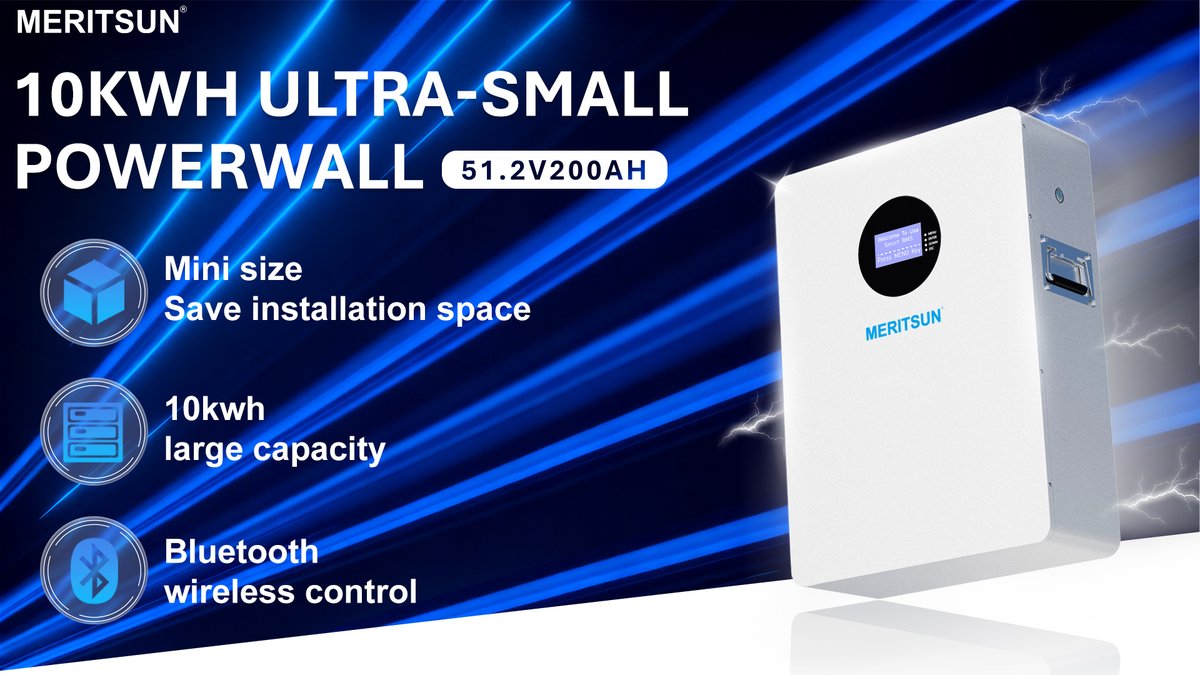 MeritsunPower's tweet photo. β‘ MeritSun 10kWh Mini Wall: Li tech leader in density!
π Compact, 10kWh, Bluetooth control. Uninterrupted power!
π Discover more and light up your future: https://t.co/RJtHTgjp3u
#MeritSun #RenewableEnergy #CleanEnergyInnovation #SustainablePower #PVIntegration #ReliablePower https://t.co/EG0H0EHcOq