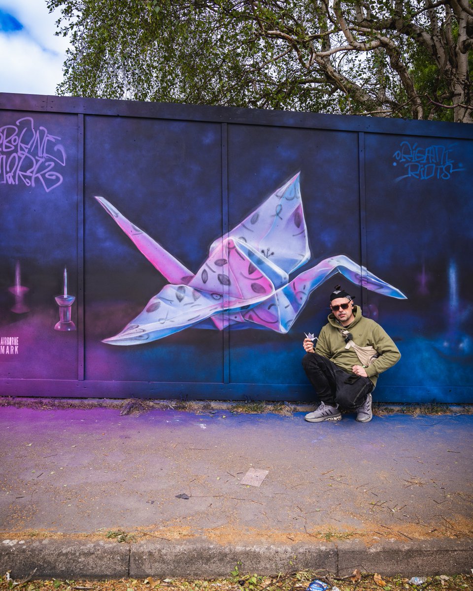 Kujawiak Crane. New Origami Mural in Penge #origamiart