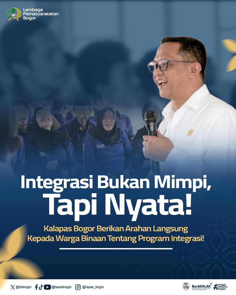 2aBogor's tweet photo. Integrasi Bukan Mimpi, Tapi Kesempatan Nyata! Kalapas Bogor Berikan Arahan Langsung Kepada Warga Binaan !

Hi #SobatElpale Semangat baru buat warga binaan yang udah mau masuk masa 2/3 hukuman! 💪 Kepala Lapas Kelas IIA Bogor, R. Budiman P. Kusumah bareng Kasubsi Bimkemasywat https://t.co/dM9qqGGrLZ