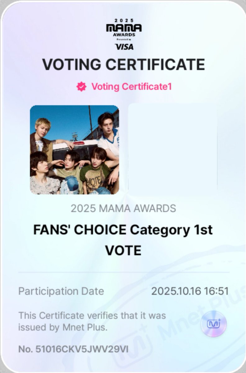 I vote for #CORTIS on #2025MAMAVOTE

Reply to this tweet with proof of your vote and the hashtag.