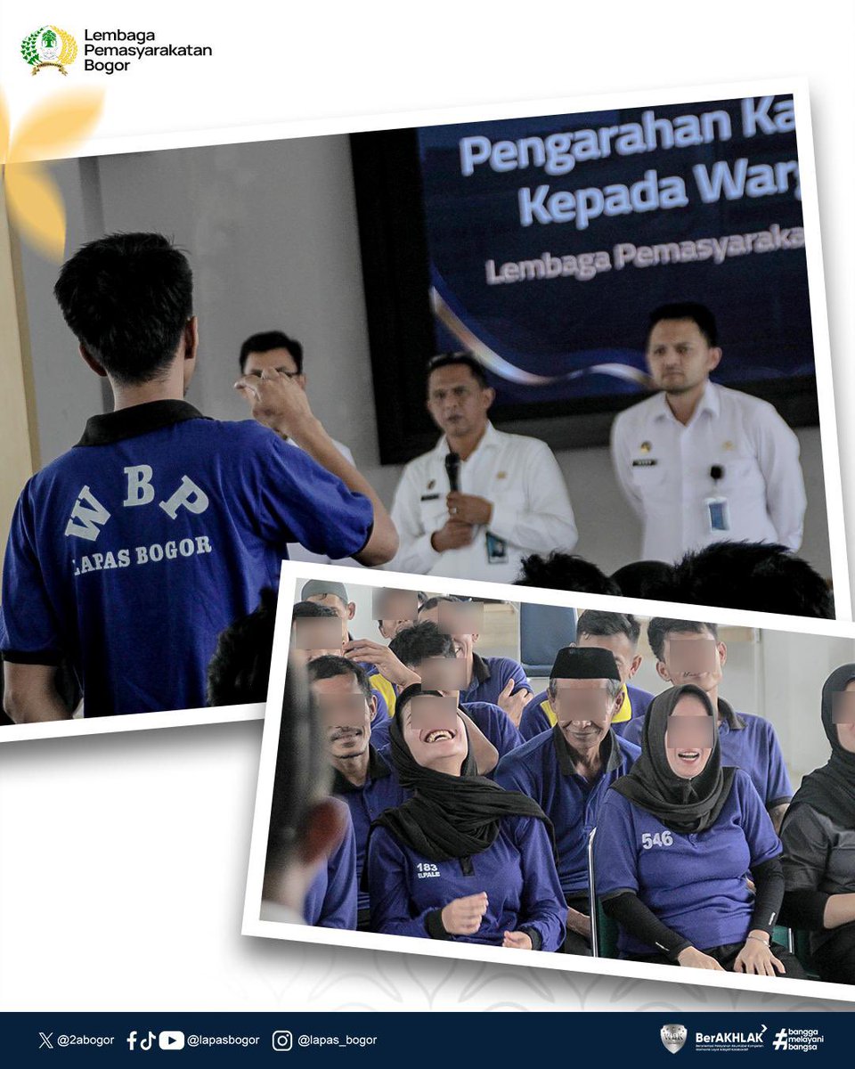 2aBogor's tweet photo. Reynaldi Utomo Wahyu dan Ka. KPLP Rapril Rhamadonna Rachmat kasih pengarahan langsung biar semua paham soal program integrasi dari pemerintah — mulai dari remisi, asimilasi, sampai pembebasan bersyarat. Yang paling penting, semua layanan ini GRATIS tanpa pungutan apa pun! https://t.co/ZujwUgcni4