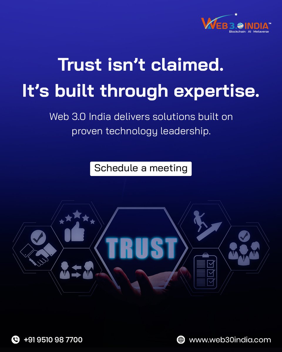 web30_india's tweet image. We deliver solutions backed by proven technology leadership.
Secure, scalable, and future-ready innovations for your business.
👉 Schedule a meeting today and build with confidence.
calendly.com/w3i/30min
#Blockchain #Web3 #TechLeadership #Innovation #BusinessGrowth