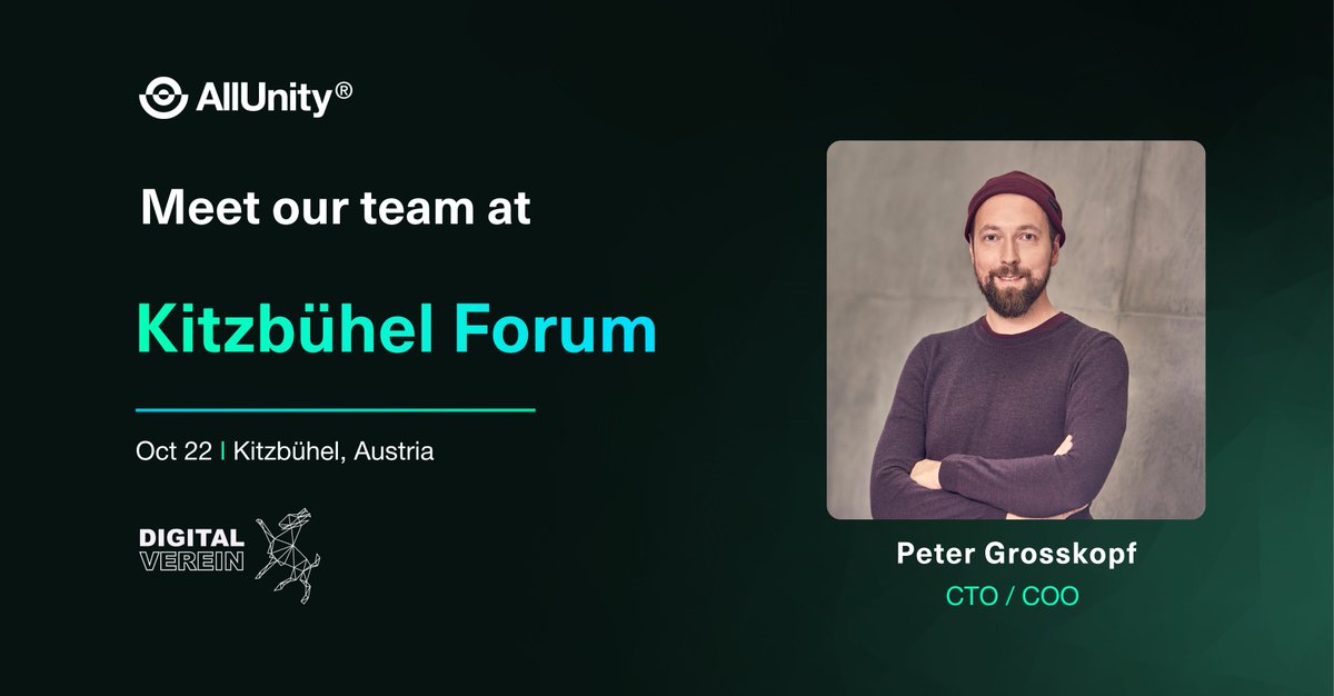 🎙️ @PeterLih at Kitzbühel

<a href="/AllUnityStable/">AllUnity</a> CTO/COO Peter Grosskopf speaks on “Stablecoins &amp; Crypto” at Digital Verein Kitzbühel.

📅 22 Oct | 🕔 17:00 | 📍 Kitzbühel, Austria

🔗 kitzbuehel.digital

#AllUnity #EURAU #FutureOfFinance
For marketing purposes only. No regulatory