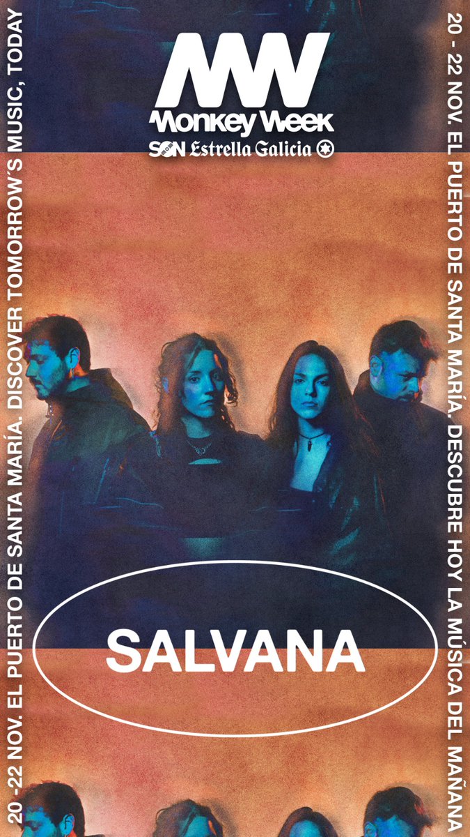 Salvana (@salvanamusica) on Twitter photo Salvana vamos al <a href="/Monkeyweek/">Monkey Week SON Estrella Galicia</a> !!!!!
Ya es oficial: estaremos presentando "Reversia" en el mítico festival que se celebrará en noviembre en Puerto de Santa María <3 Nos vemos allí, monetessss Salvana vamos al <a href="/Monkeyweek/">Monkey Week SON Estrella Galicia</a> !!!!!
Ya es oficial: estaremos presentando "Reversia" en el mítico festival que se celebrará en noviembre en Puerto de Santa María <3 Nos vemos allí, monetessss