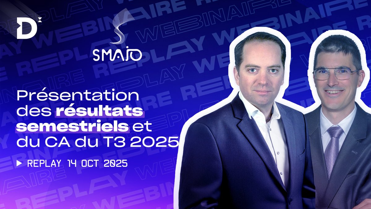 Direct Dirigeants (@directdirigeant) on Twitter photo Présentation des résultats semestriels et du CA du T3 2025 & échanges avec le management de SMAIO $ALSMA
👀 youtu.be/evQ7EgxsakI Présentation des résultats semestriels et du CA du T3 2025 & échanges avec le management de SMAIO $ALSMA
👀 youtu.be/evQ7EgxsakI