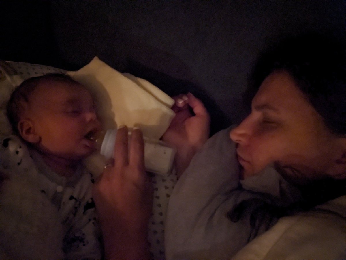 This is not a frame, this is a still picture. I came home late last night after laser tag and found my wife asleep next to our kid who is asleep while being fed 😂🥰