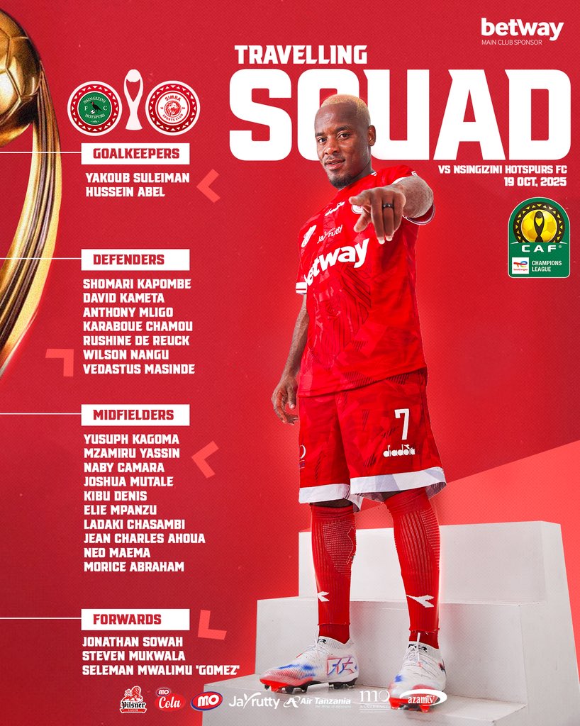 SimbaSCTanzania's tweet image. Kikosi kinachosafiri kwenda nchini Eswatini kuwakabili Nsingizini Hotspurs kwenye mchezo wa Ligi ya Mabingwa Afrika. #NguvuMoja