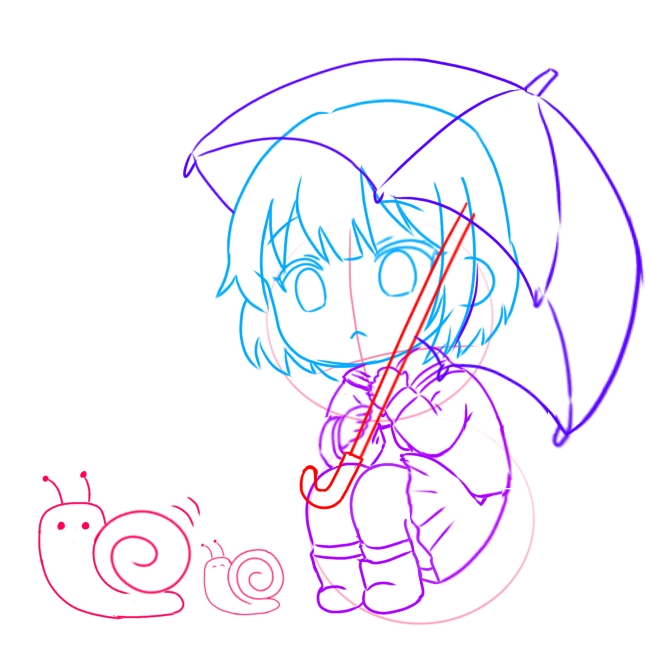 雨宿り中のちびっこセーラー服ちゃん！☔️💙
カタツムリさんを見つめる表情が可愛いなと思って描きました😊

皆さんも雨の日も楽しんでください٩(๑❛ᴗ❛๑)۶

#創作イラスト #かわいい #雨 #雨の日イラスト #かたつむり #ミニキャラ日常
