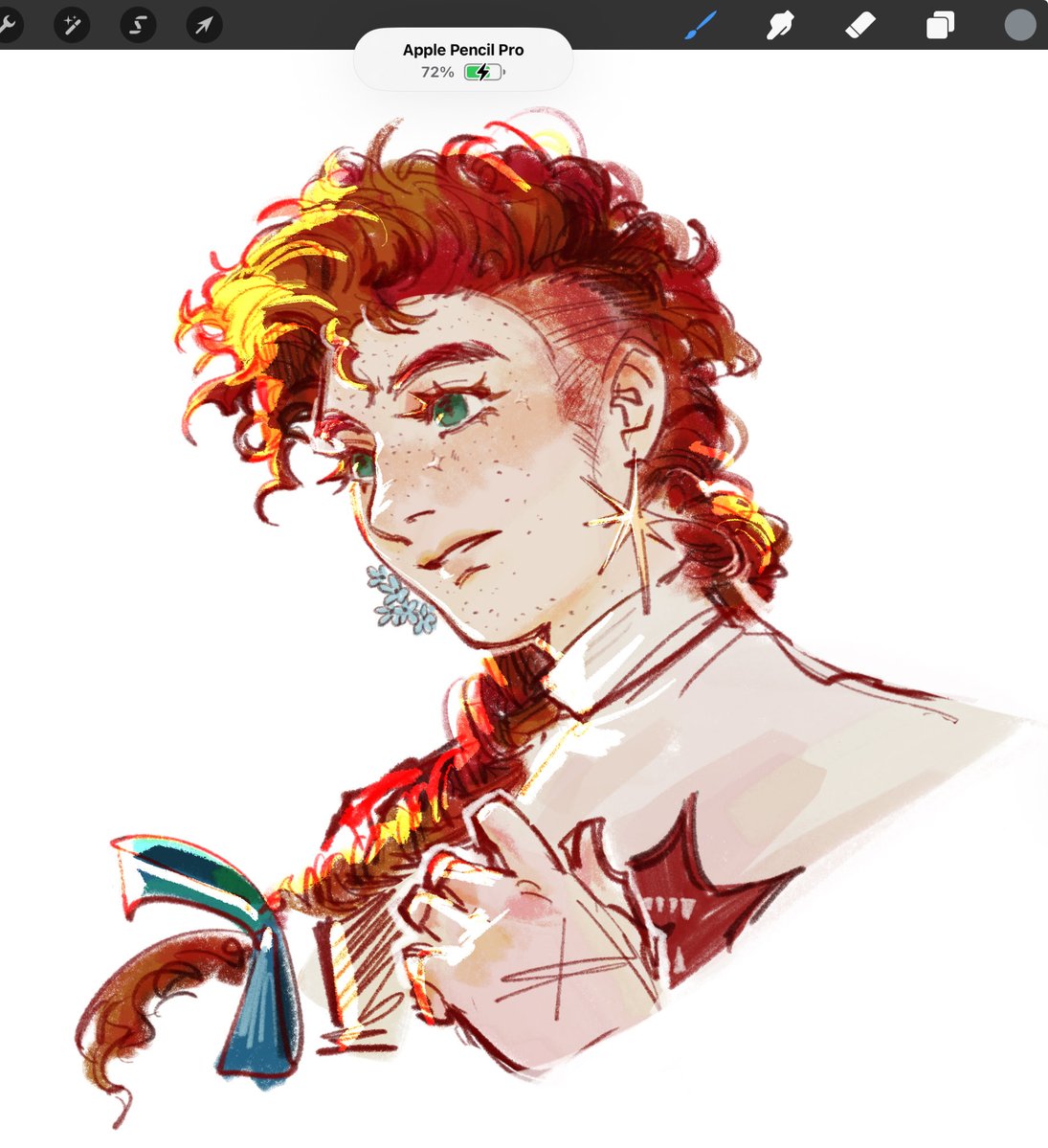 manfredkmc's tweet image. my drawing of fáelán AOAJ (ignore my apple pencil pro notification