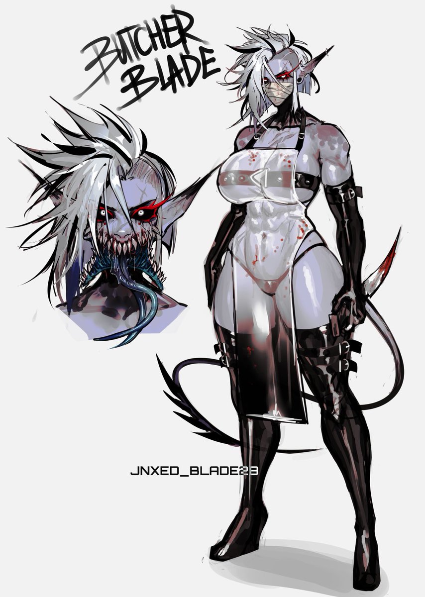 The voices won. 
designed BUTCHER BLADE FOR HALLOWEEN...... &gt;:3