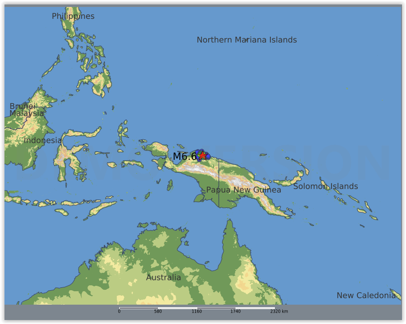 QLARM's tweet image. EARTHQUAKE M6.6. Origin Time: 2025-10-16 05:49:00 UTC, Irian Jaya, Indonesia (-2.16 ; 138.82), Depth: 10.0 km, (source(s): GFZ). Estimated fatalities: 100 to 800, injured: 300 to 2200