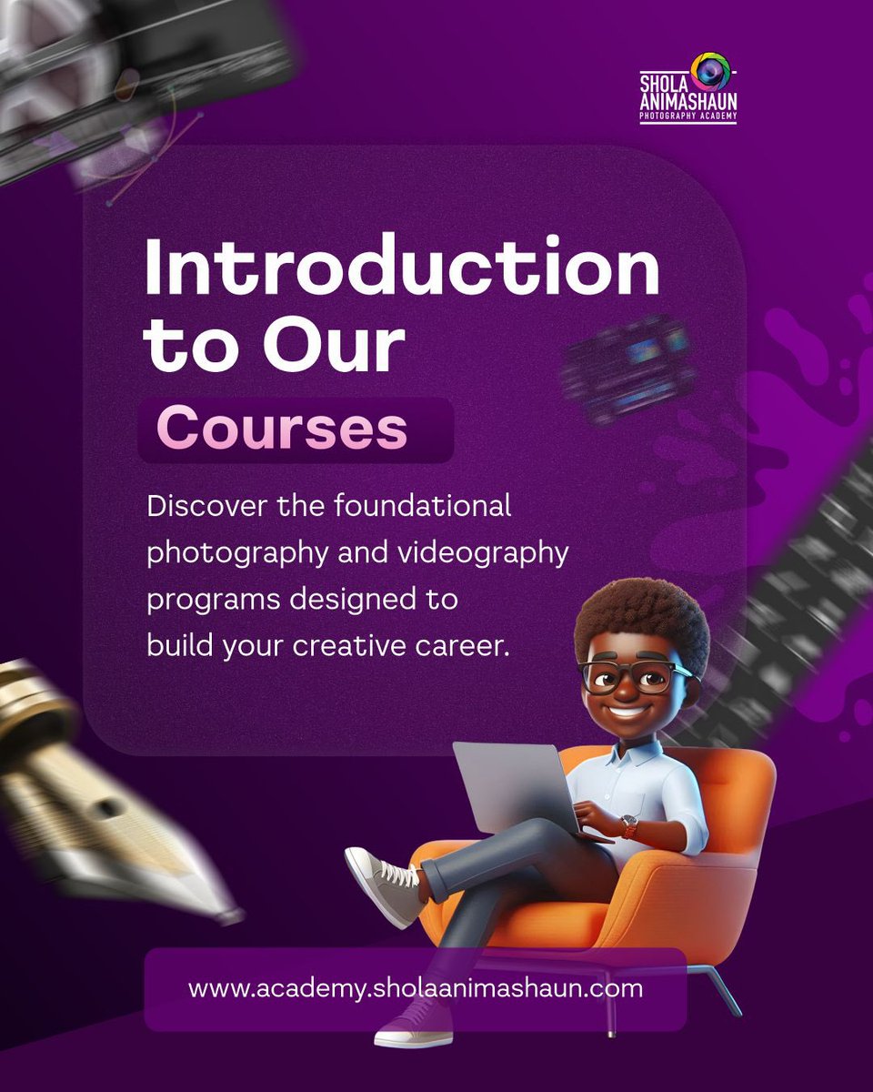 saphotoAcademy's tweet image. Learn the art of photography, videography, and editing at Shola Animashaun Photography Academy.

Start your creative journey register via the link in bio. 1/2

#saphotoacademy #learnphotography #videography #photoacademy