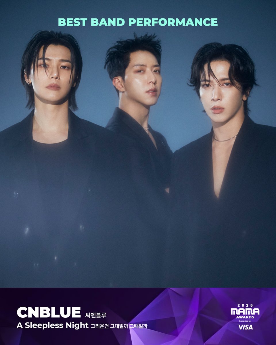 MnetMAMA's tweet image. [#2025MAMA] BEST BAND PERFORMANCE Nominee | 베스트 밴드 퍼포먼스 후보

#CNBLUE #씨엔블루

HEAR MY ROAR, UH-HEUNG
2025 MAMA AWARDS

2025.11.28-29 (HKT)
Kai Tak Stadium (HONG KONG) &amp;amp; Mnet Plus

#MAMAAWARDS #2025MAMAAWARDS