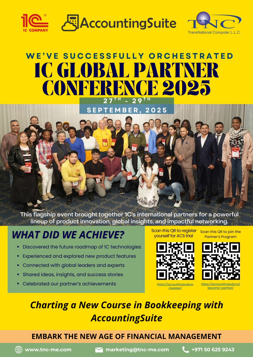Incredible Energy at the 1C Partner Event! 

We’re thrilled to share the success of the recent 1C Partner Event held in Moscow — an inspiring gathering of innovative minds and collaborative partners from across the region.

#AccountingSuite #1CPartnerEvent #CloudERP #GITEXGLOBAL